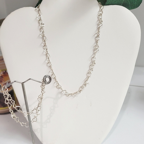 2pc ITALY 925 HEART LINK NECKLACE & BRACELET SET milor - Picture 8 of 11
